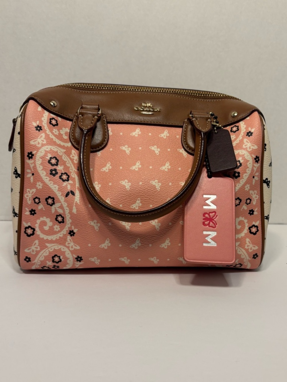 Coach Mini Bennett Satchel Blush Pink Butterfly Bandana Print